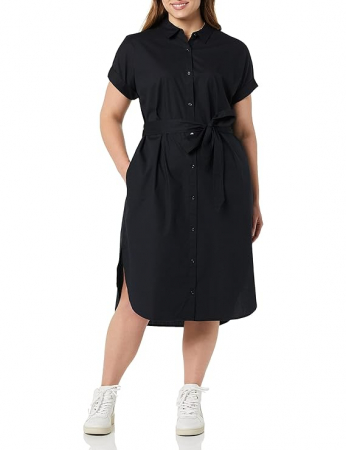 Rochie tip cămașă Amazon Essentials pentru femei, cu mâneci scurte, neagră, Marimea M [0]
