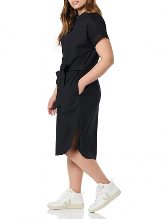 Rochie tip cămașă Amazon Essentials pentru femei, cu mâneci scurte, neagră, Marimea M [3]