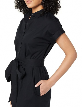 Rochie tip cămașă Amazon Essentials pentru femei, cu mâneci scurte, neagră, Marimea M [5]