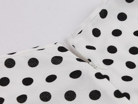 Rochie vintage pentru femei Wellwits, anii 1940, cu buline, negru/alb, 4XL [5]