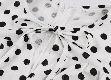 Rochie vintage pentru femei Wellwits, anii 1940, cu buline, negru/alb, 4XL [2]