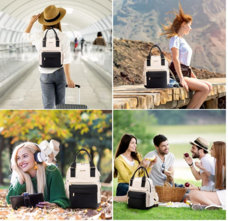 Rucasc mic pentru femei Lovevook, impermeabil, negru/bej [5]