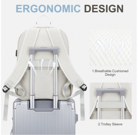 Rucsac dama, Textil, Rezistent la apa, 44x32x14cm, Alb [5]