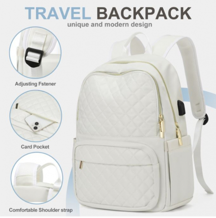 Rucsac dama, Textil, Rezistent la apa, 44x32x14cm, Alb [4]