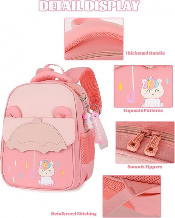 Rucsac de gradinita pentru copii Amythe, 3-7 ani, model cu unicorn, roz [6]