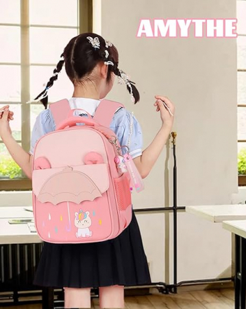 Rucsac de gradinita pentru copii Amythe, 3-7 ani, model cu unicorn, roz [3]