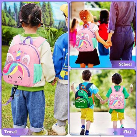 Rucsac de gradinita pentru copii Domueay, 1-5 ani, unicorn roz [5]