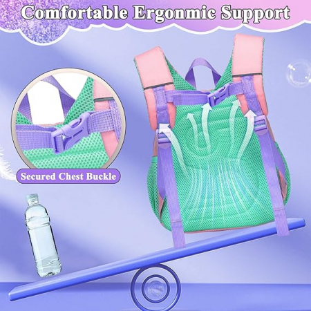 Rucsac de gradinita pentru copii Domueay, 1-5 ani, unicorn roz [3]