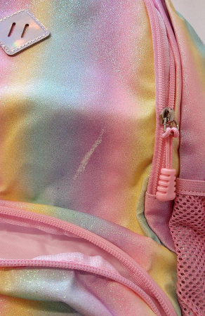 Rucsac de scoala pentru fete Meisohua, cu penar, imprimeu curcubeu cu sclipici [1]