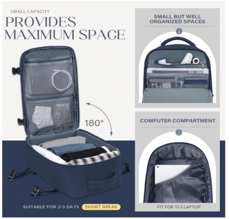Rucsac de voiaj Hayayu pentru Ryanair, 40 x 20 x 25 cm [8]