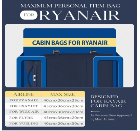 Rucsac de voiaj Hayayu pentru Ryanair, 40 x 20 x 25 cm [5]
