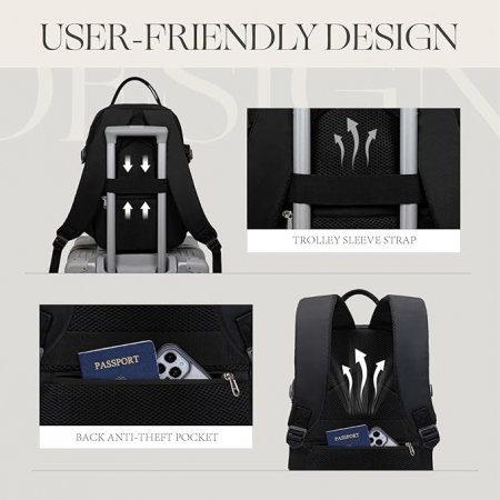 Rucsac de voiaj Lossga pentru Ryanair, 40 x 20 x 25 cm, negru [3]