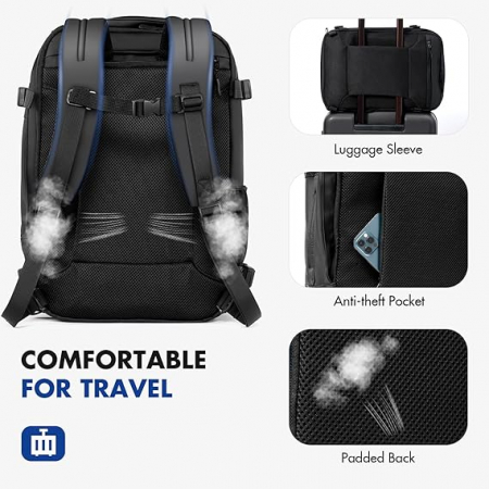 Rucsac de voiaj Reiseresa pentru Ryanair, 40 x 20 x 25 cm, negru [6]