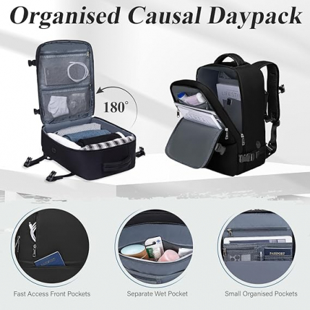 Rucsac de voiaj VMIKIV pentru Ryanair, 40 x 20 x 25 cm, negru [5]