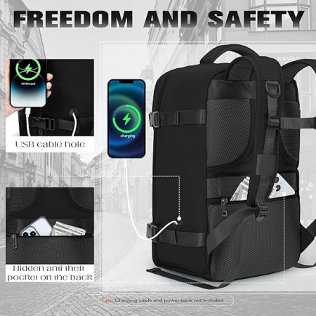 Rucsac de voiaj Xkdoai pentru Ryanair, 40 x 20 x 25 cm, negru [2]