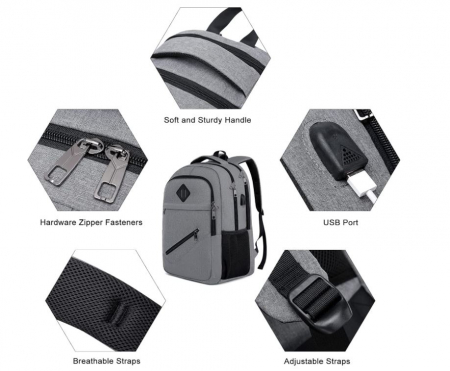 Rucsac impermeabil BIKROD, pentru laptop de 15.6 inchi, gri [2]