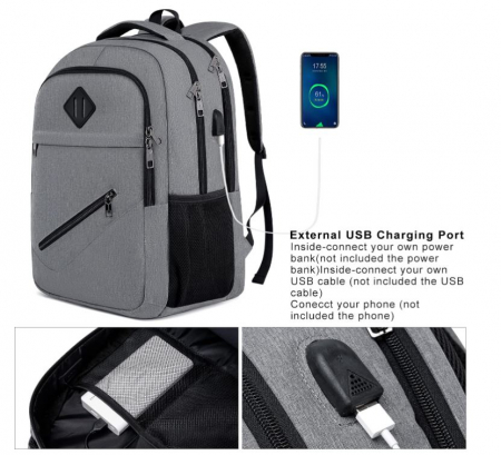 Rucsac impermeabil BIKROD, pentru laptop de 15.6 inchi, gri [3]