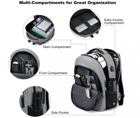 Rucsac impermeabil BIKROD, pentru laptop de 15.6 inchi, gri [1]