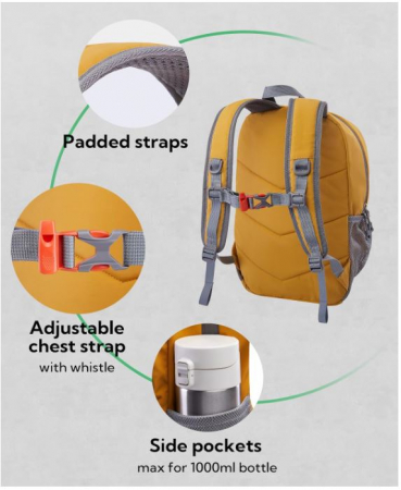 Rucsac mic de drumeție si trekking WATERFLY 12L, galben [7]