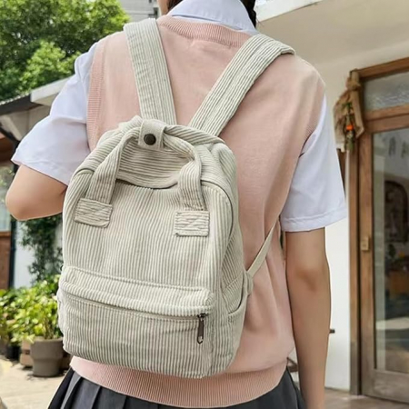 Rucsac mic pentru școală Jiliyote din velur, unisex, alb [2]