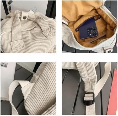 Rucsac mic pentru școală Jiliyote din velur, unisex, alb [1]