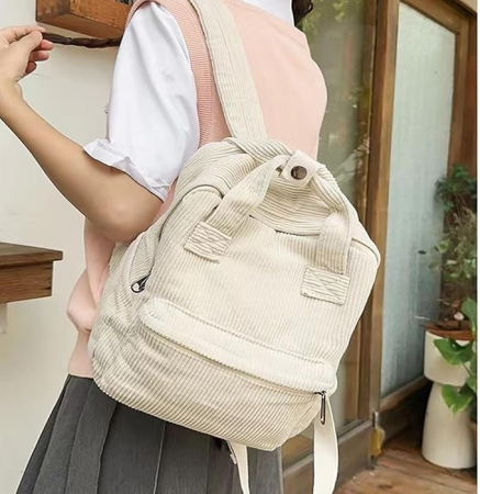 Rucsac mic pentru școală Jiliyote din velur, unisex, alb [3]