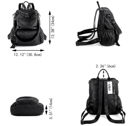 Rucsac pentru femei UTO, din piele PU, negru [7]