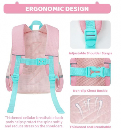 Rucsac pentru grădiniță Amythe, pentru fete 2-6 ani, roz [3]