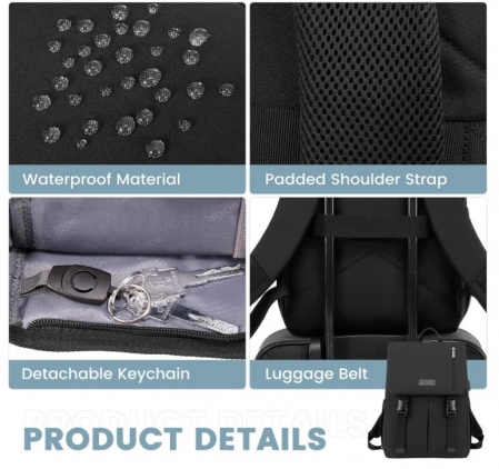 Rucsac pentru laptop LOVEVOOK, 15.6 inch, unisex, negru [4]