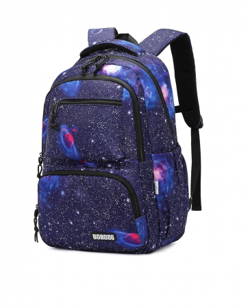 Rechizite si papetarie pentru copii - Rucsac pentru scoala BOBOOG, print cu galaxie