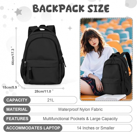 Rucsac pentru scoala HYC00, pentru laptop de 14 inch, negru [1]