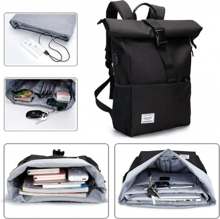 Rucsac pliabil multifuncțional MoFut, pentru laptop de 15.6 inch, negru [3]