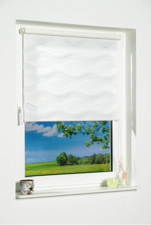 Rulou dublu(zebra) K-home Klemmfix „Welle” fără găurire, alb, 90 cm x 150 cm [5]