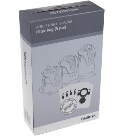 Electrocasnice & Climatizare - Set 5 saci de aspirator, NILFISK 107419590, pentru Aero 21, 26, 31, VL200