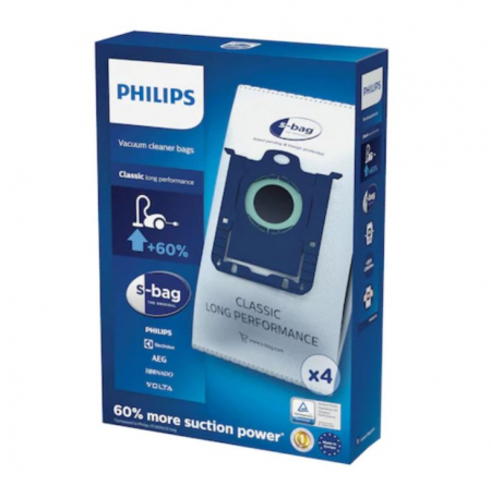 Accesorii si piese aspiratoare - Set 4 saci aspirator PHILIPS S-Bag Classic Long Performance FC802103