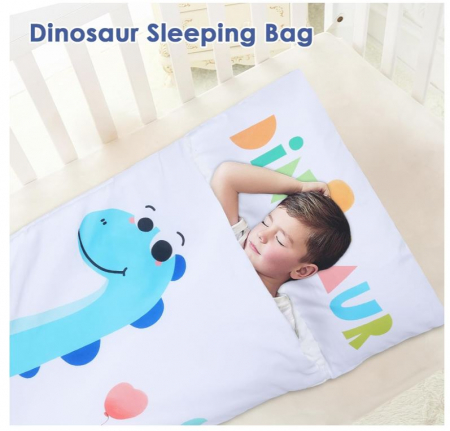 Sac de dormit Decalsweet, pentru copii cu pernă detașabilă, 150 x 60 cm, dinozaur [6]