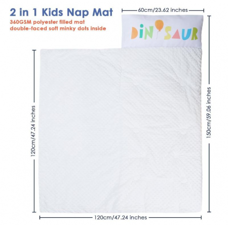 Sac de dormit Decalsweet, pentru copii cu pernă detașabilă, 150 x 60 cm, dinozaur [4]