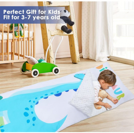 Sac de dormit Decalsweet, pentru copii cu pernă detașabilă, 150 x 60 cm, dinozaur [7]