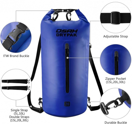 Sac Impermeabil OSAH DRYPAK, Curea de umăr reglabilă, 5L [2]