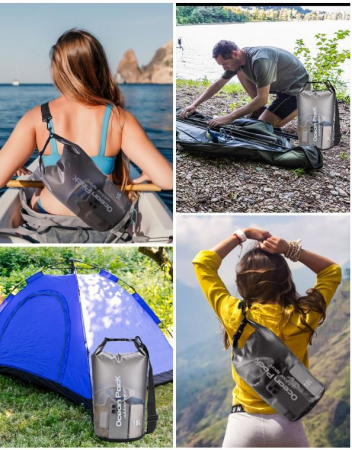 Sac impermeabil si husă impermeabilă pentru telefon Ocean Pack, 10L, negru [6]