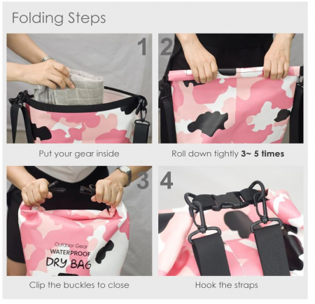 Sac impermeabil YUMQUA, 30L, roz [2]