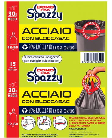 Saci menajeri Domopak Spazzy de 30 Litrii, 5 Pachete de 15 Bucăți (75 de saci) [4]
