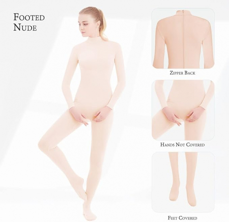 Salopeta dama SUPRNOWA, cu maneca lunga, picior intreg, portocaliu nud, L [3]