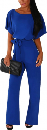 Salopetă eleganta pentru dame Amropi, cu mânecă scurtă, albastru, marime S [4]