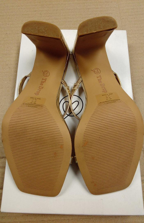 Sandale cu toc pentru femei The Drop, 2 curele, auriu, 38 [3]