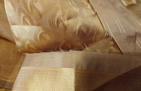 Sari de mătase din Kerala Banarasi, Jaanvi, auriu [3]
