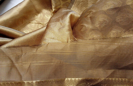 Sari de mătase din Kerala Banarasi, Jaanvi, auriu [4]