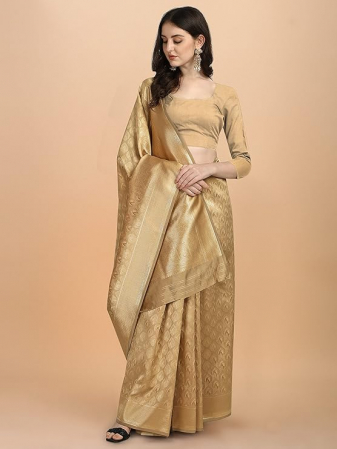 Sari de mătase din Kerala Banarasi, Jaanvi, auriu [10]