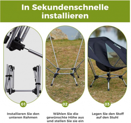 Scaun pliabil de camping/pescuit ATEPA, ultraușor, mare, 150 kg, cu geantă [7]