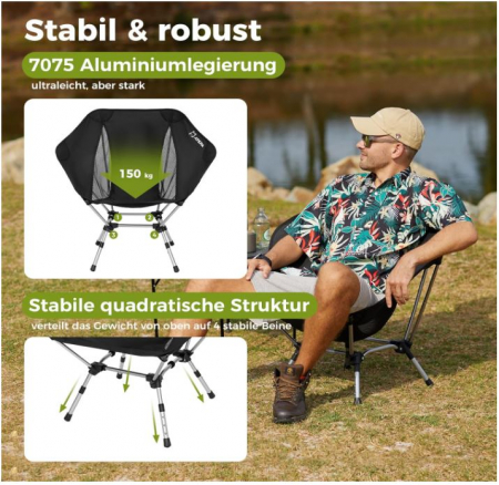 Scaun pliabil de camping/pescuit ATEPA, ultraușor, mare, 150 kg, cu geantă [6]